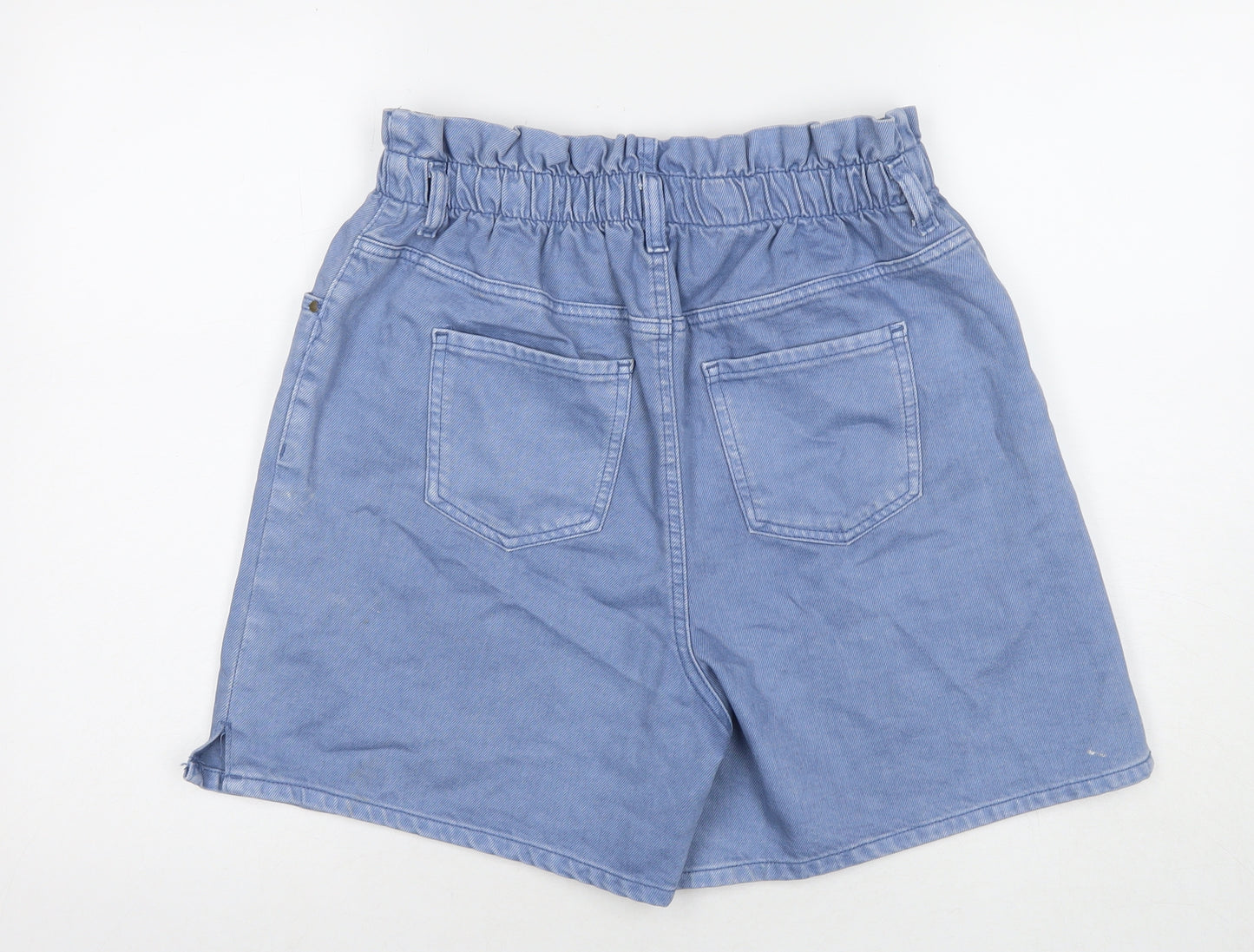 TU Womens Blue Cotton Paperbag Shorts Size 14 L4 in Regular Zip