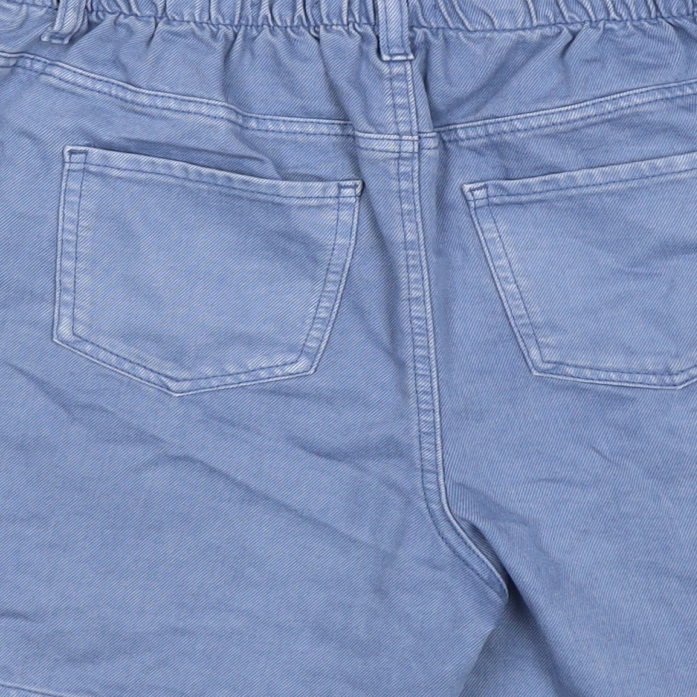 TU Womens Blue Cotton Paperbag Shorts Size 14 L4 in Regular Zip