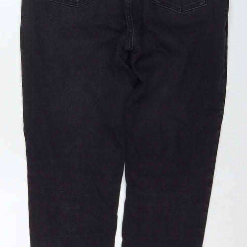 New Look Womens Black Cotton Straight Jeans Size 16 L25 in Regular Zip