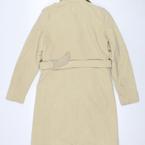 H&M Womens Beige Trench Coat Jacket Size 6 Button