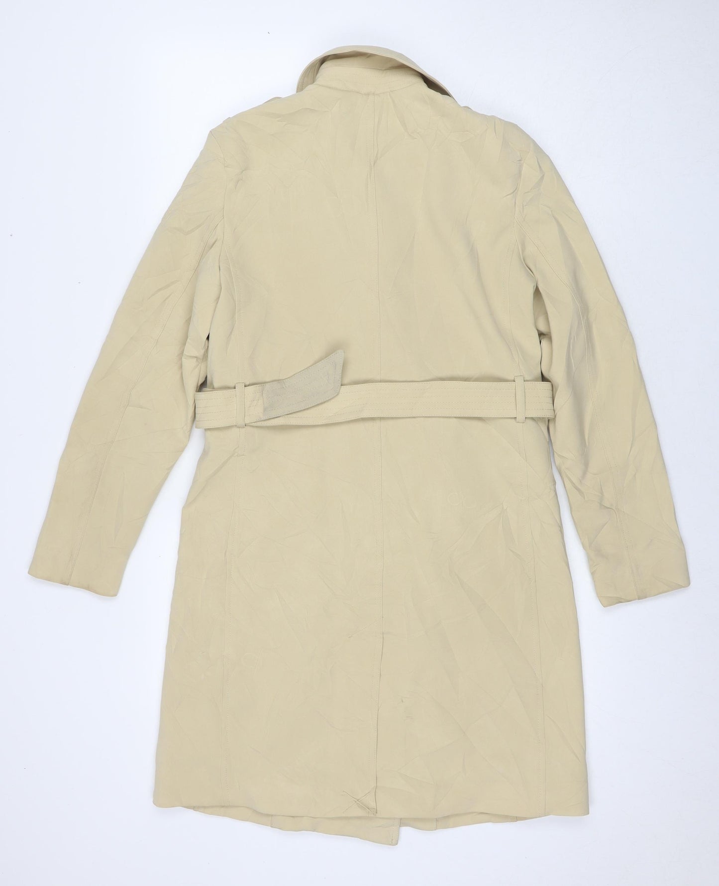 H&M Womens Beige Trench Coat Jacket Size 6 Button