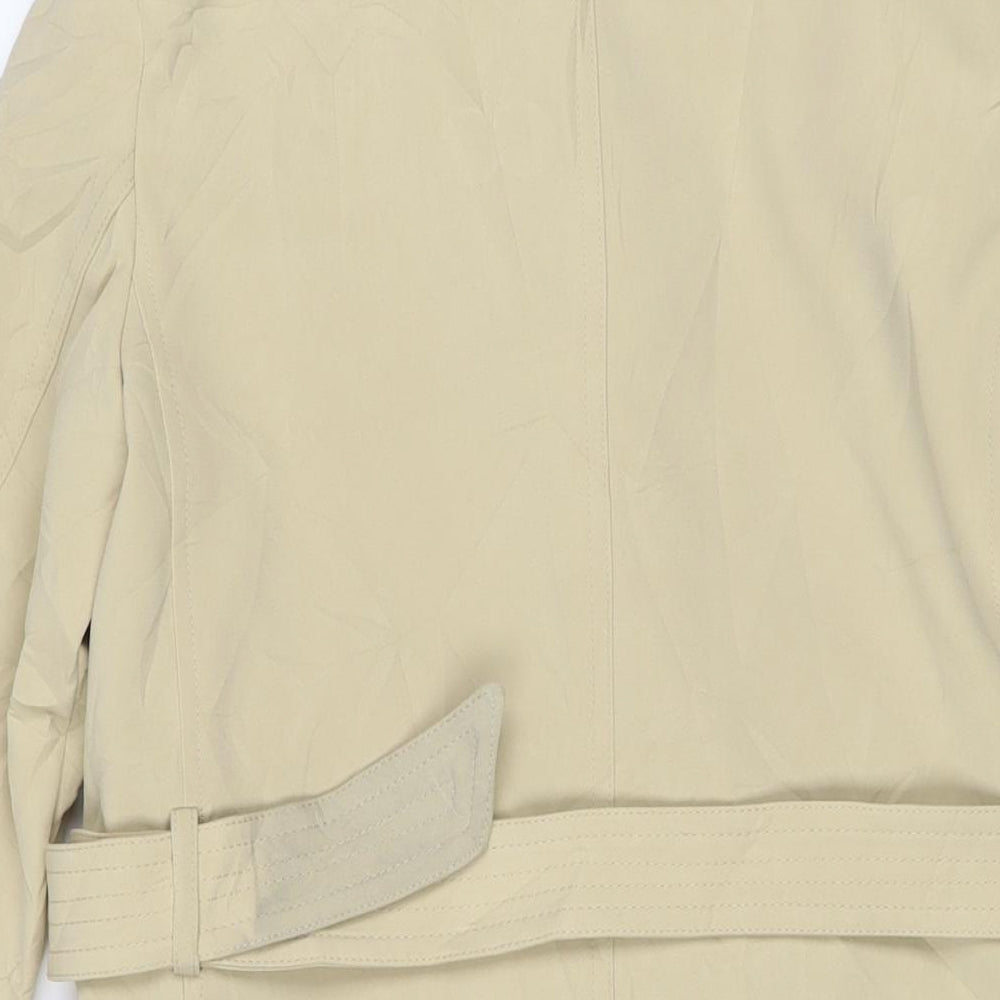 H&M Womens Beige Trench Coat Jacket Size 6 Button