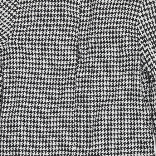 Boohoo Womens Black Herringbone Jacket Blazer Size 8 Button