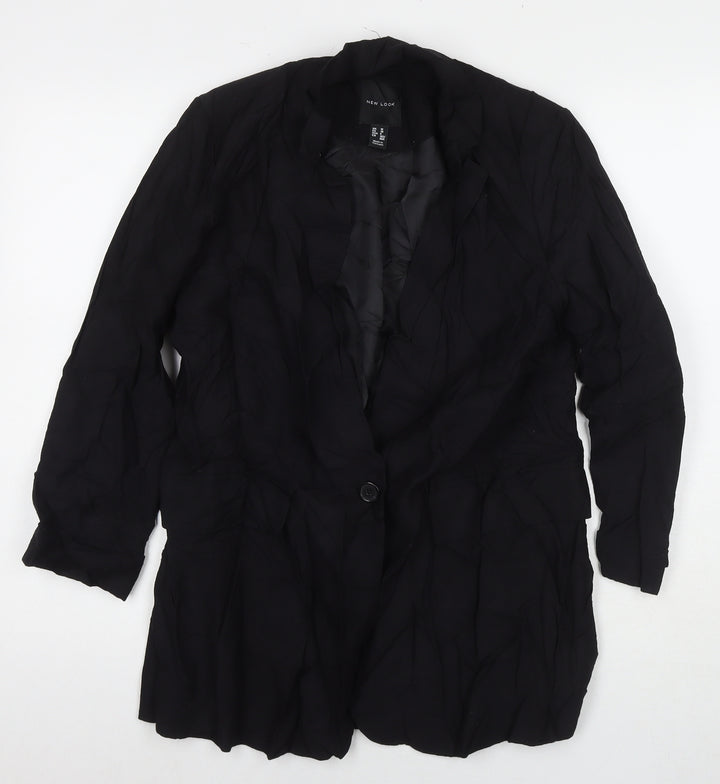 New Look Womens Black Jacket Blazer Size 10 Button