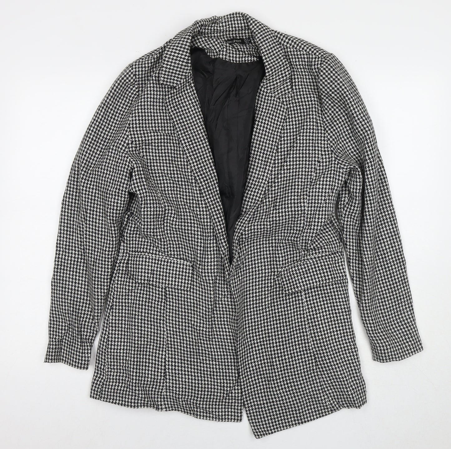 Boohoo Womens Multicoloured Herringbone Jacket Blazer Size 10