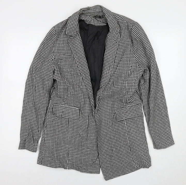 Boohoo Womens Multicoloured Herringbone Jacket Blazer Size 10