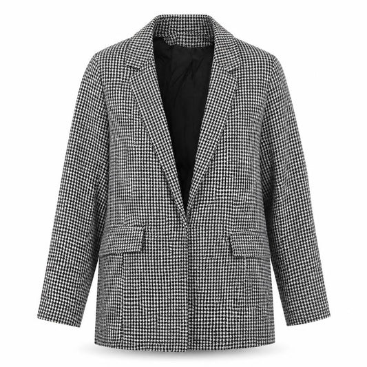 Front view of Boohoo women’s multicoloured herringbone jacket blazer, size UK 10
