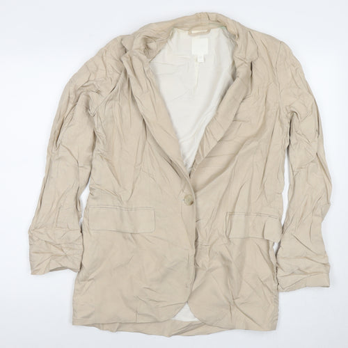 H&M Womens Beige Jacket Blazer Size 8 Zip