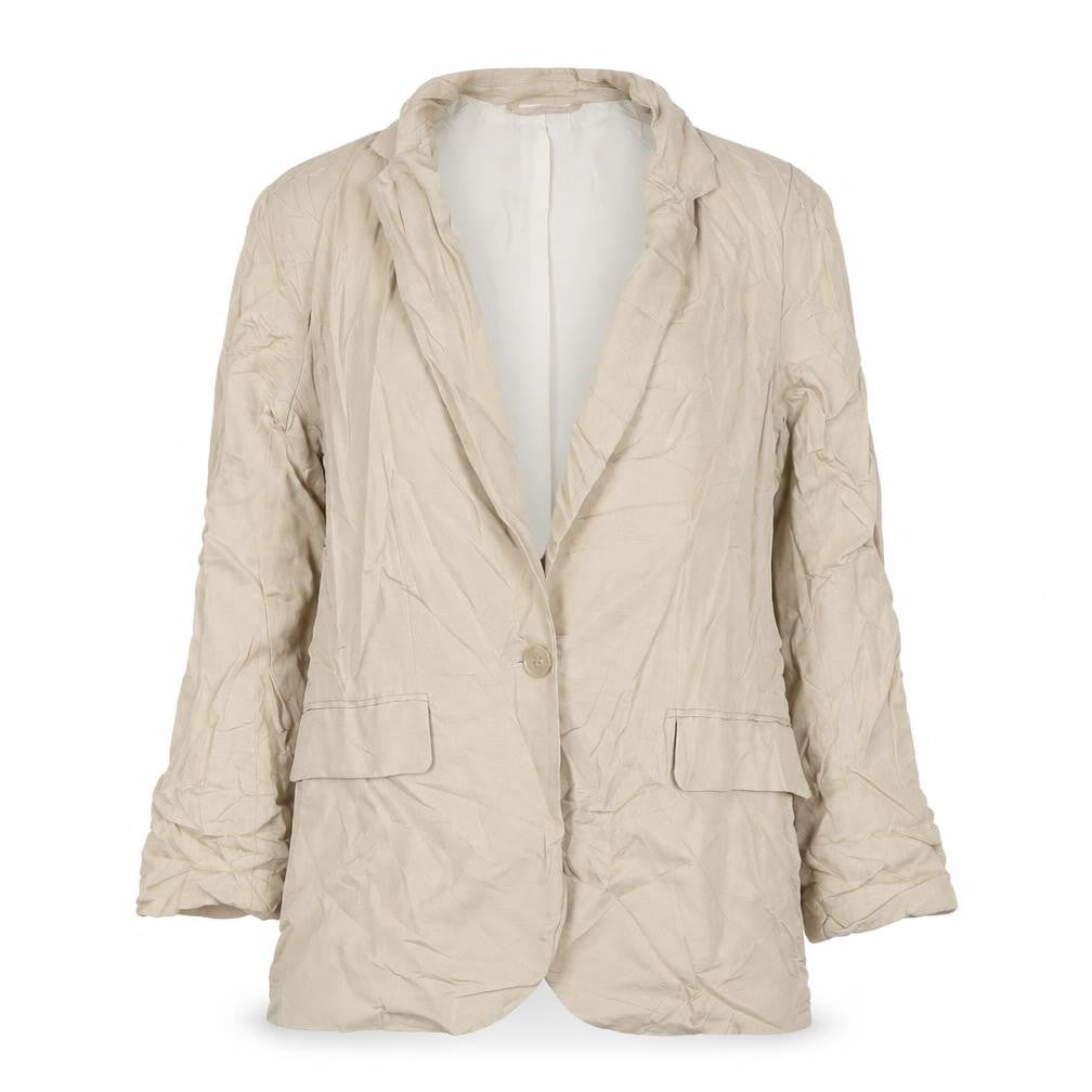 H&M Womens Beige Jacket Blazer Size 8 Zip