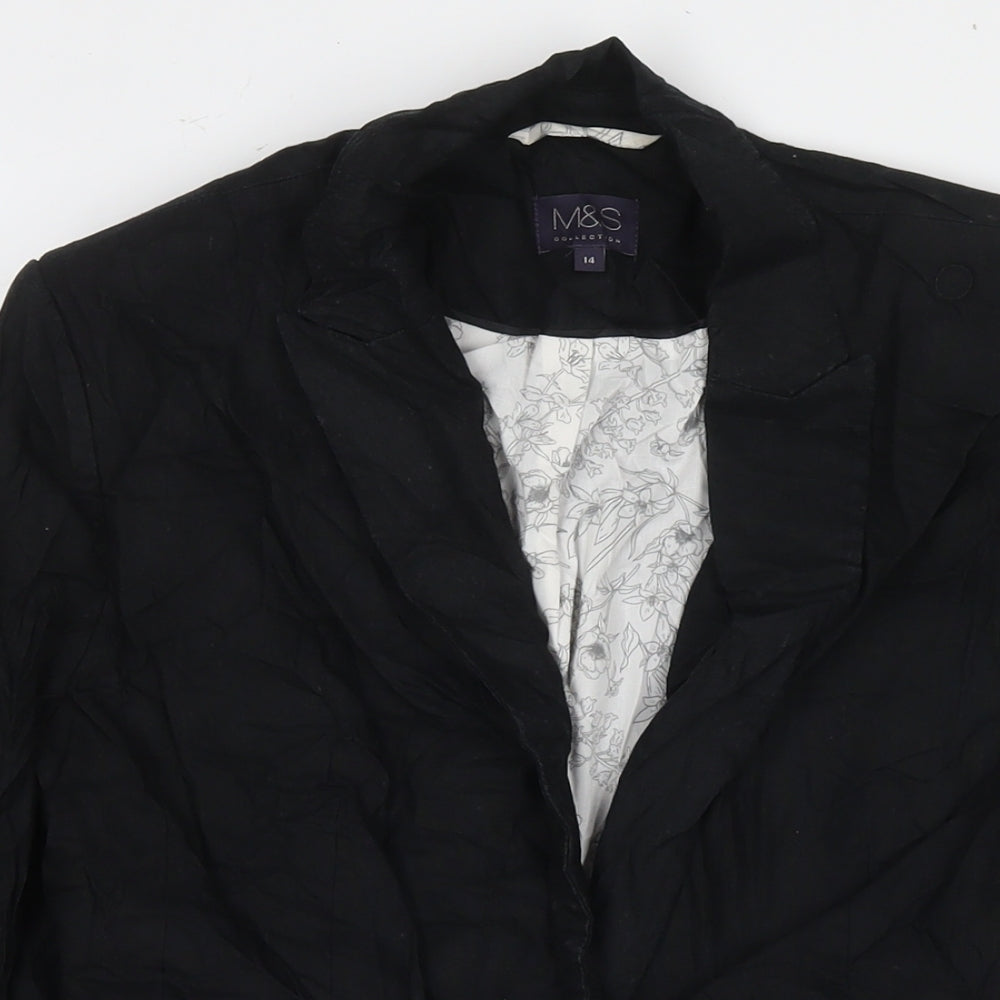 Marks and Spencer Womens Black Jacket Blazer Size 14 Button