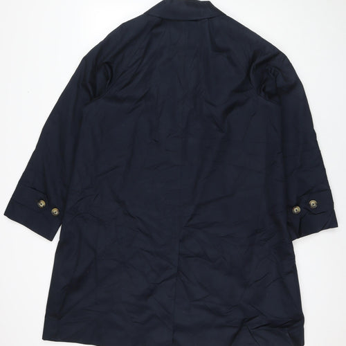 Marks and Spencer Womens Blue Trench Coat Coat Size 14 Button