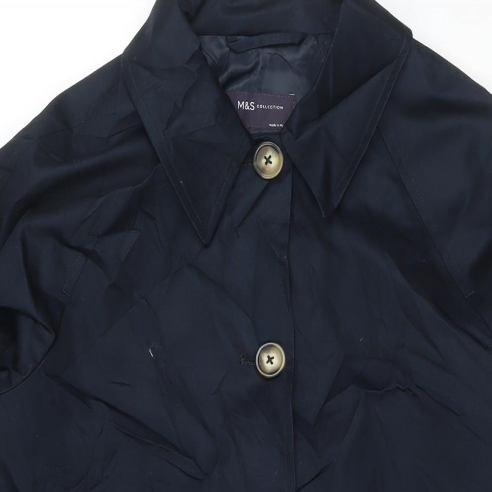 Marks and Spencer Womens Blue Trench Coat Coat Size 14 Button