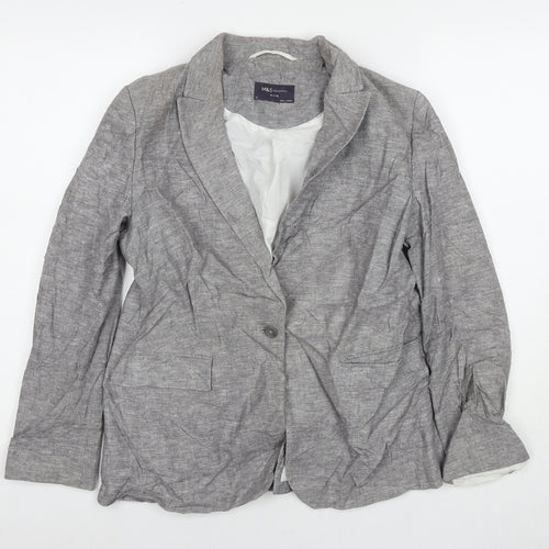 Marks and Spencer Womens Grey Jacket Blazer Size 12 Buckle