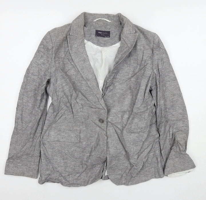 Marks and Spencer Womens Grey Jacket Blazer Size 12 Buckle