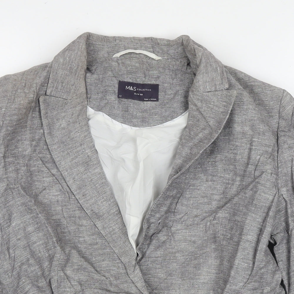 Marks and Spencer Womens Grey Jacket Blazer Size 12 Buckle
