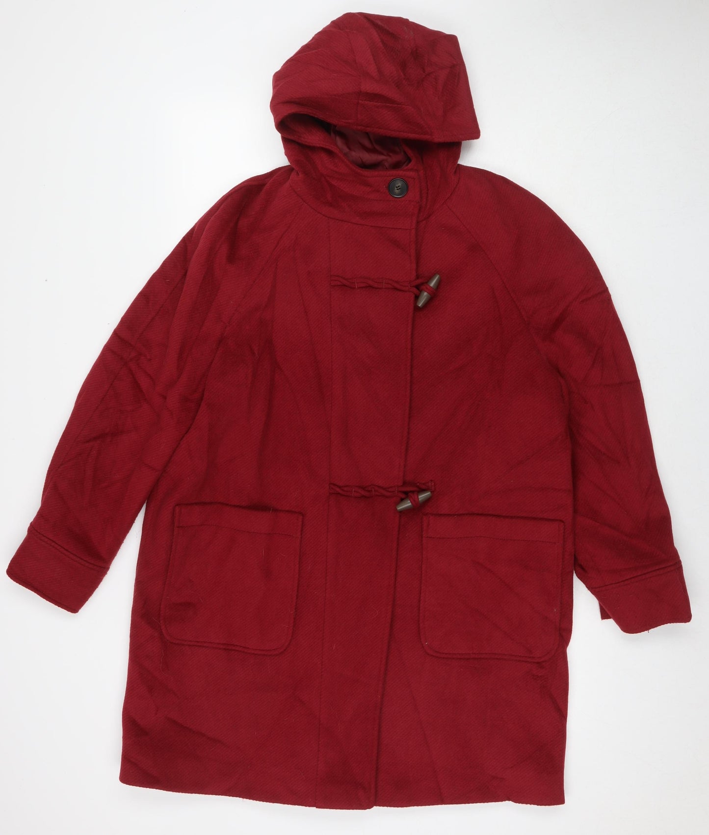 Marks and Spencer Womens Red Overcoat Coat Size 16 Zip