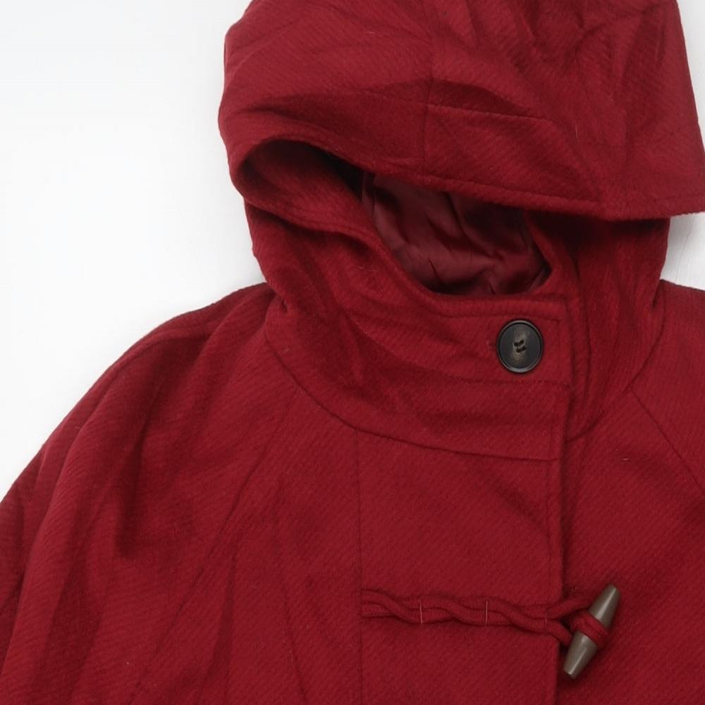 Marks and Spencer Womens Red Overcoat Coat Size 16 Zip