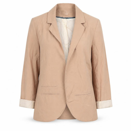 Front view of Topshop women’s beige jacket blazer, size UK 8