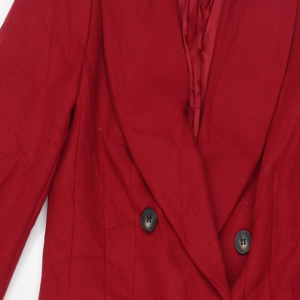 Marks and Spencer Womens Red Overcoat Coat Size 8 Button