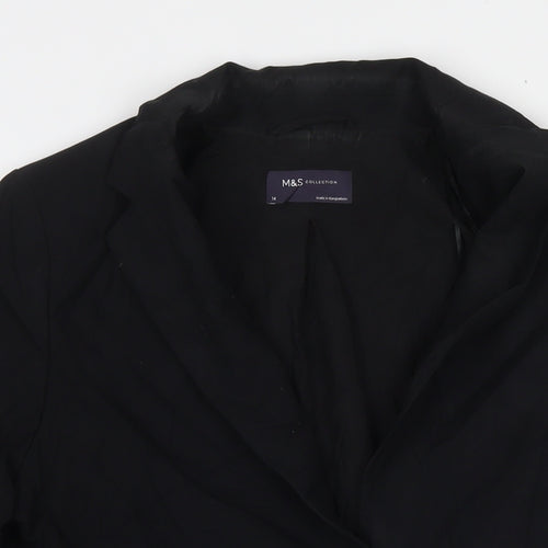 Marks and Spencer Womens Black Biker Blazer Size 14 Button