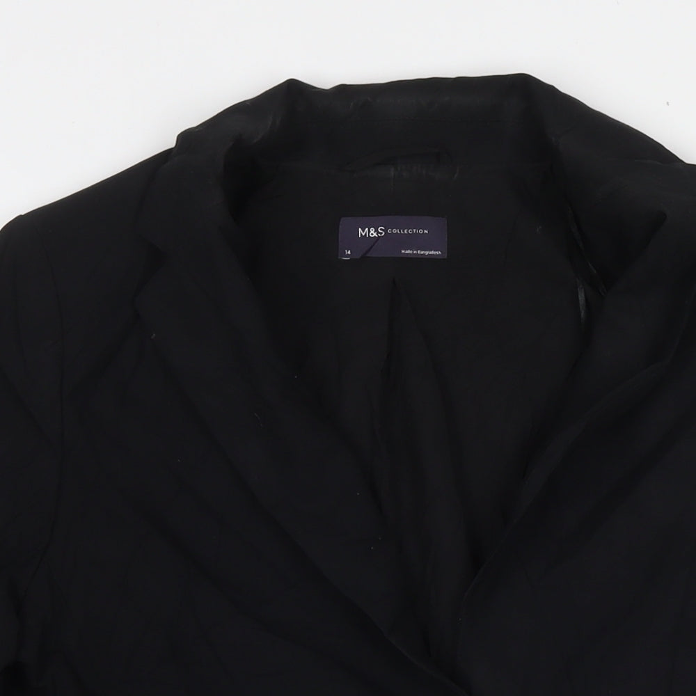 Marks and Spencer Womens Black Biker Blazer Size 14 Button