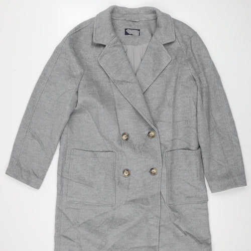 Marks and Spencer Womens Grey Overcoat Coat Size 14 Buckle