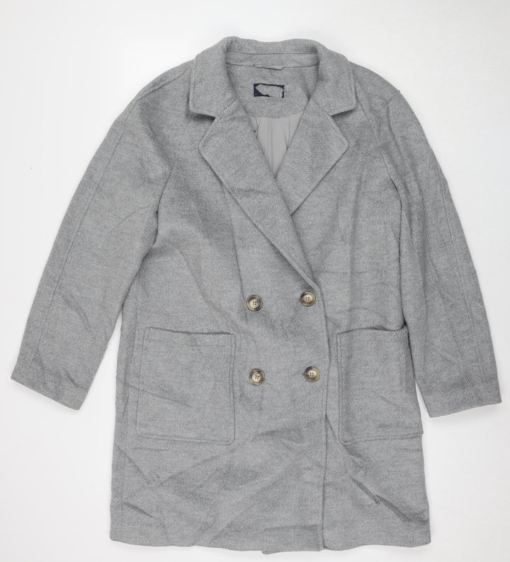 Marks and Spencer Womens Grey Overcoat Coat Size 14 Buckle