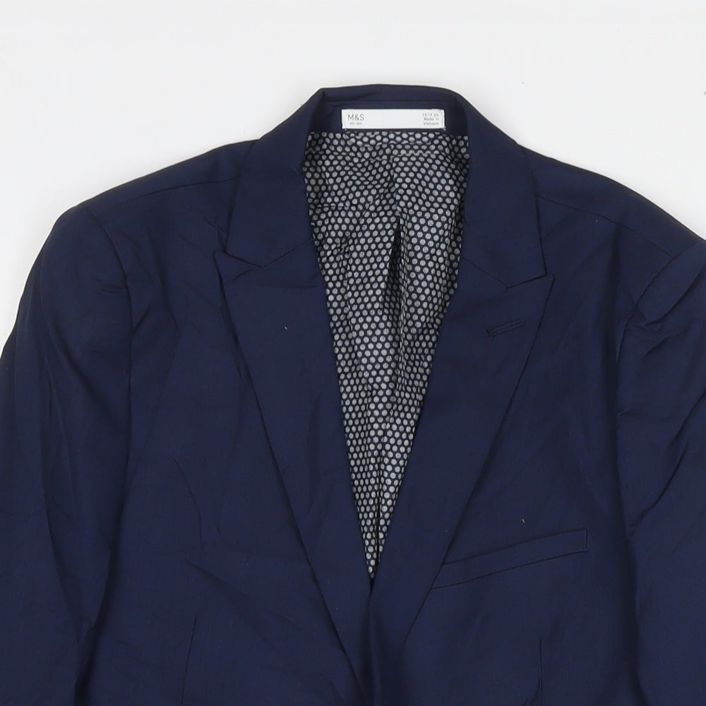 Marks and Spencer Boys Blue Jacket Blazer Size 13-14 Years Button
