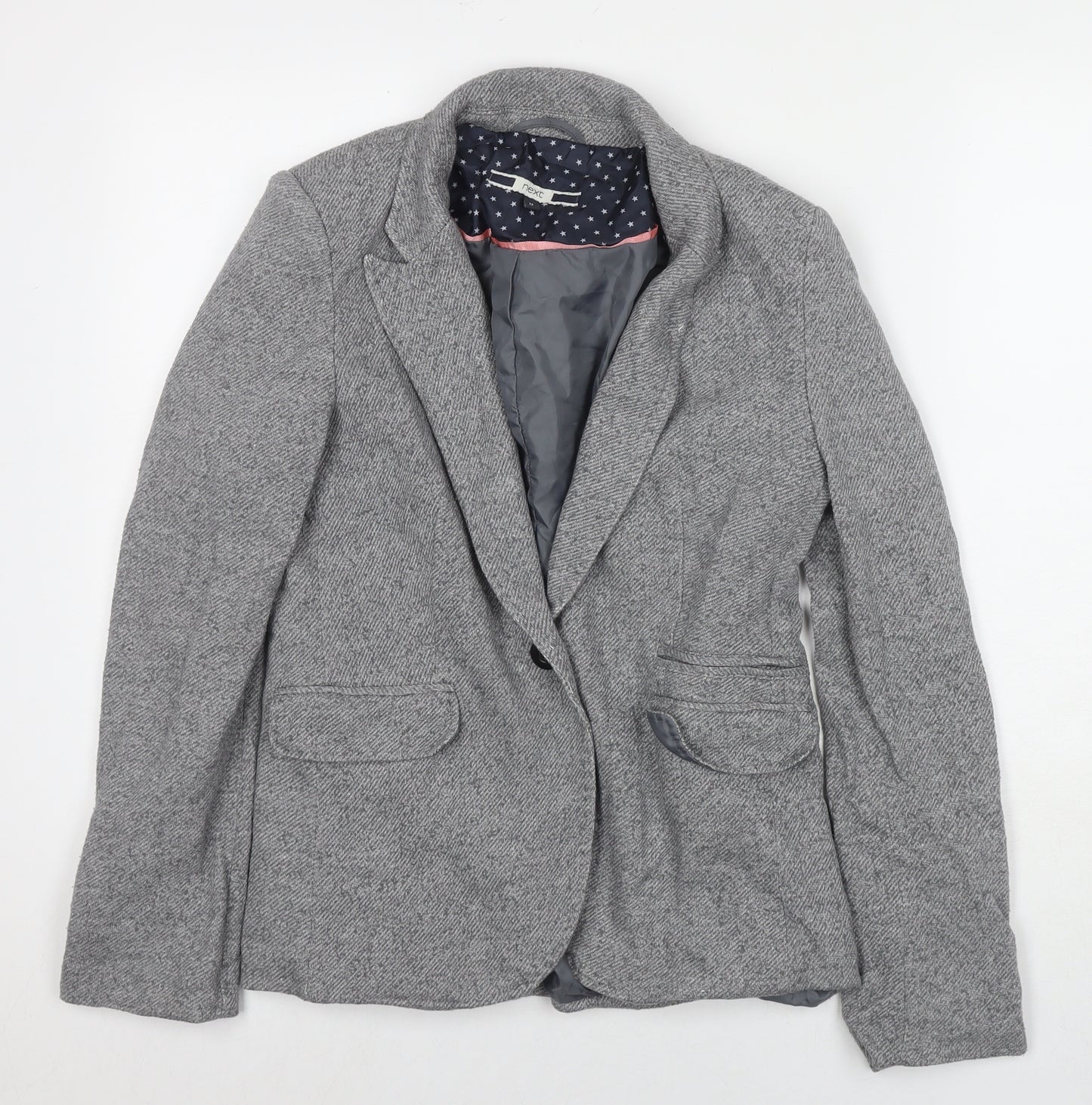 NEXT Womens Grey Jacket Blazer Size 12 Button
