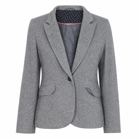 Front view of Next women’s grey jacket blazer, size UK 12, button