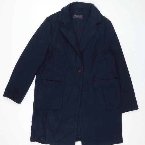 Marks and Spencer Womens Blue Overcoat Coat Size 14 Button
