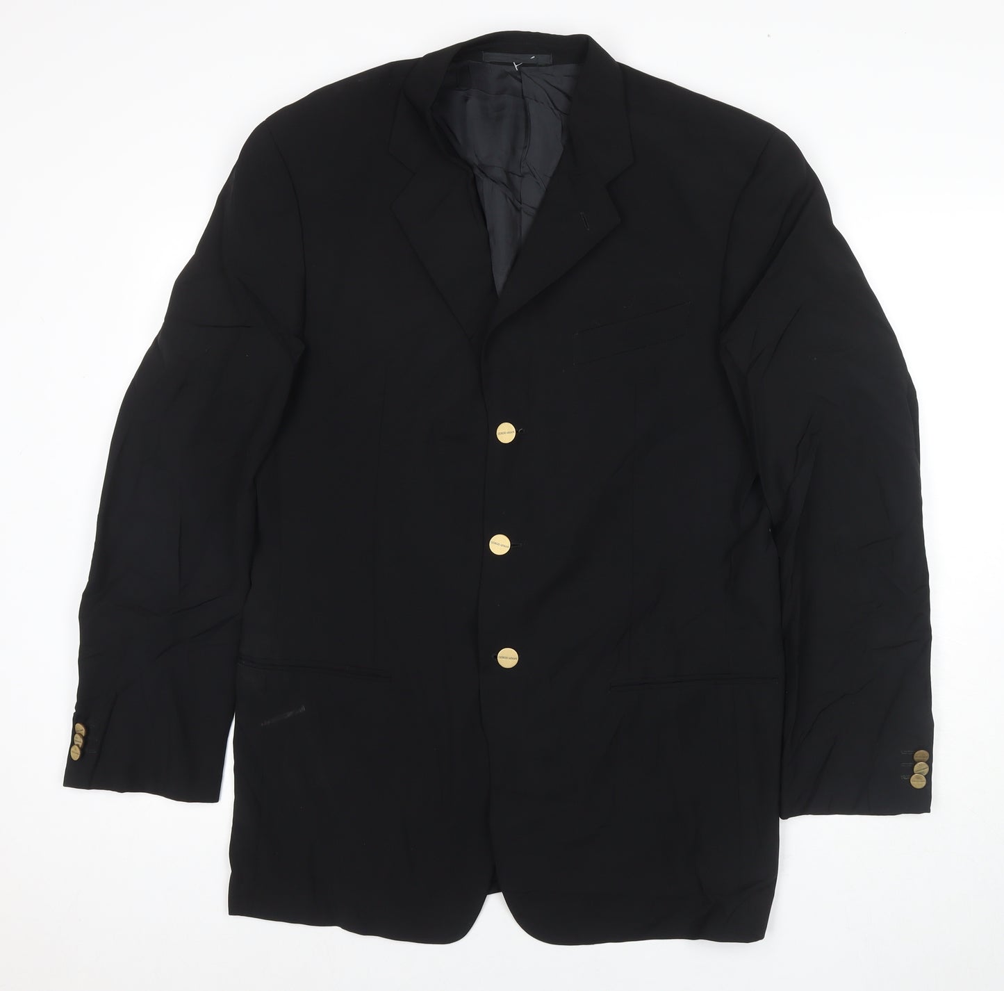 Giorgio Armani Mens Black Jacket Blazer Size 40 Button