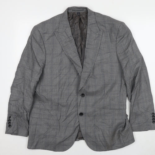 Marks and Spencer Mens Grey Check Wool Jacket Suit Jacket Size 42 Regular