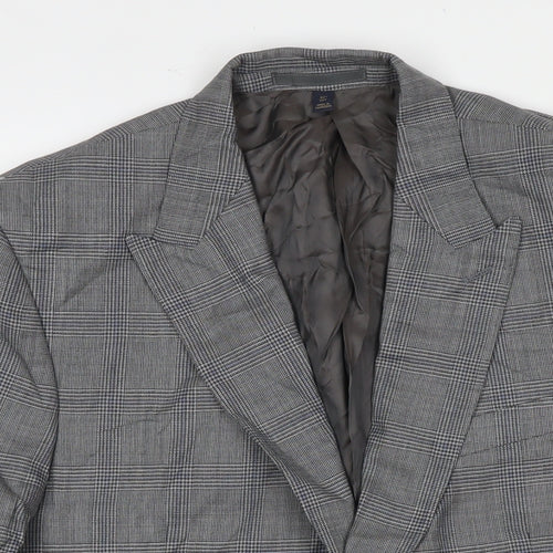 Marks and Spencer Mens Grey Check Wool Jacket Suit Jacket Size 42 Regular