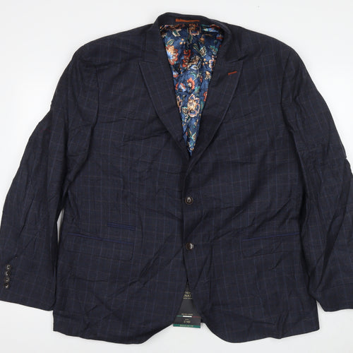 NEXT Mens Blue Check Wool Jacket Suit Jacket Size 48 Regular