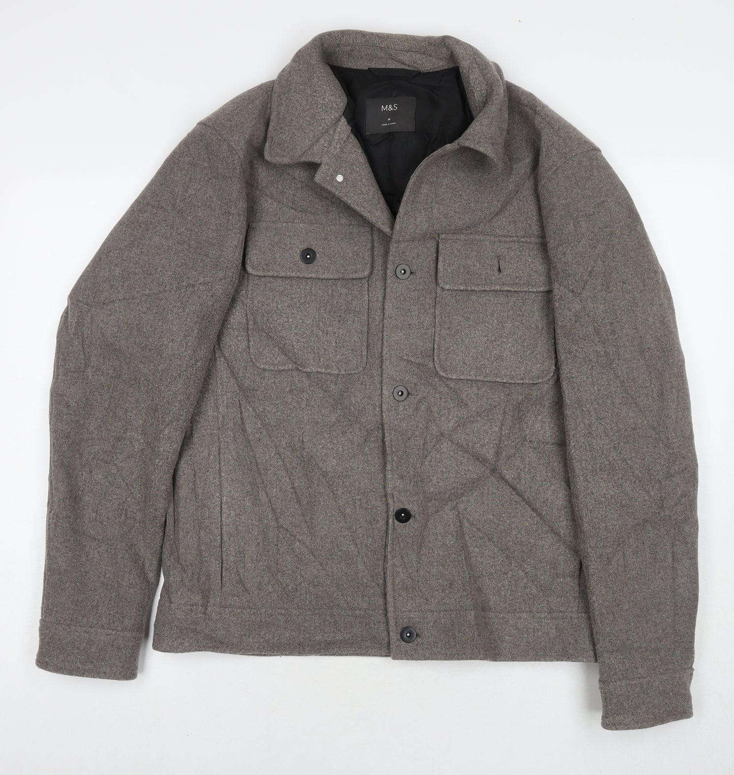 Marks and Spencer Mens Brown Bomber Jacket Coat Size M Button