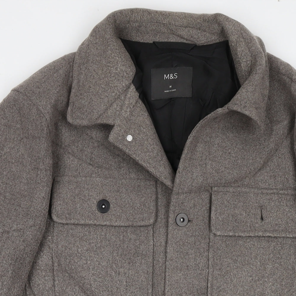 Marks and Spencer Mens Brown Bomber Jacket Coat Size M Button