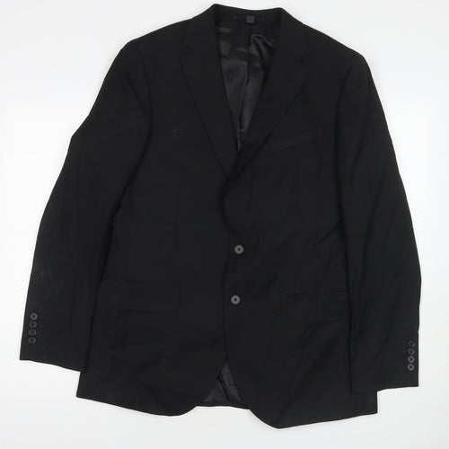 Marks and Spencer Mens Black Polyester Jacket Suit Jacket Size 42 Regular