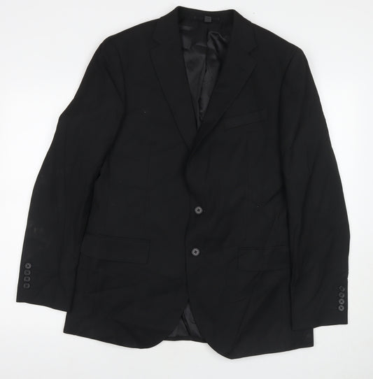 Marks and Spencer Mens Black Polyester Jacket Suit Jacket Size 42 Regular