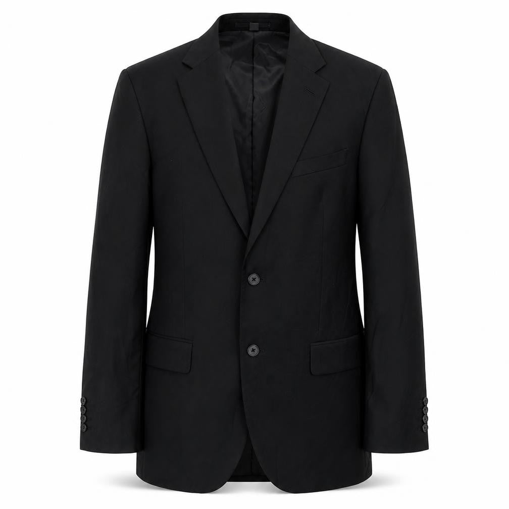 Front view of Marks & Spencer men’s black polyester jacket suit jacket, size 42, regular