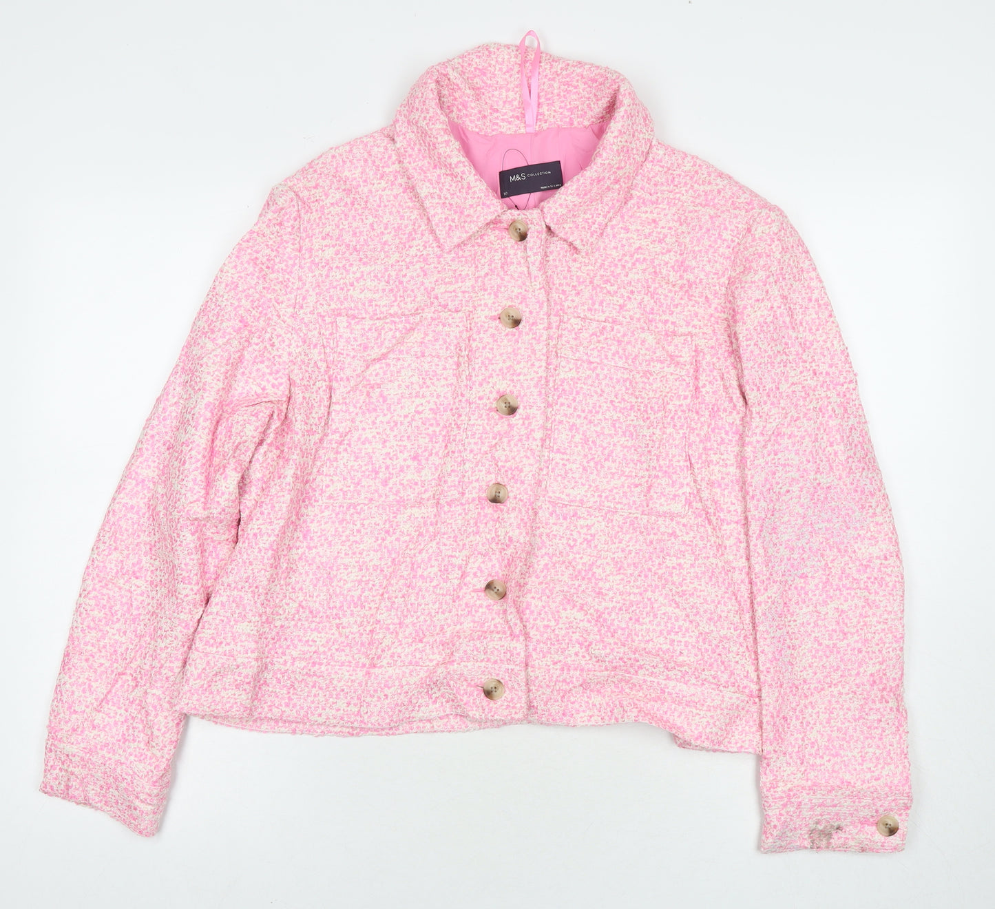 Marks and Spencer Womens Pink Pea Coat Coat Size 18 Button