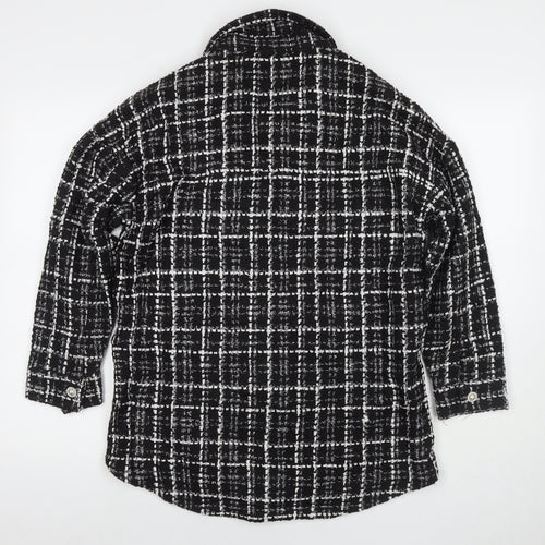 Quiz Womens Black Check Overcoat Coat Size 8 Button