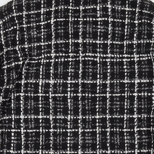 Quiz Womens Black Check Overcoat Coat Size 8 Button
