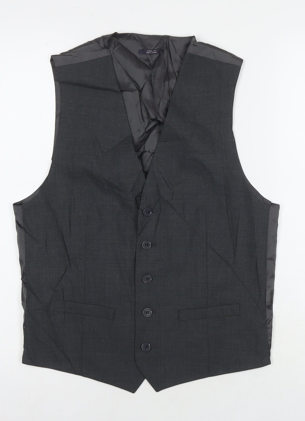 Marks and Spencer Mens Grey Wool Jacket Suit Waistcoat Size S Regular