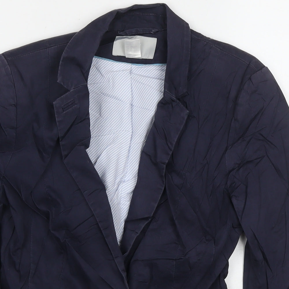 H&M Womens Blue Jacket Blazer Size 8 Button