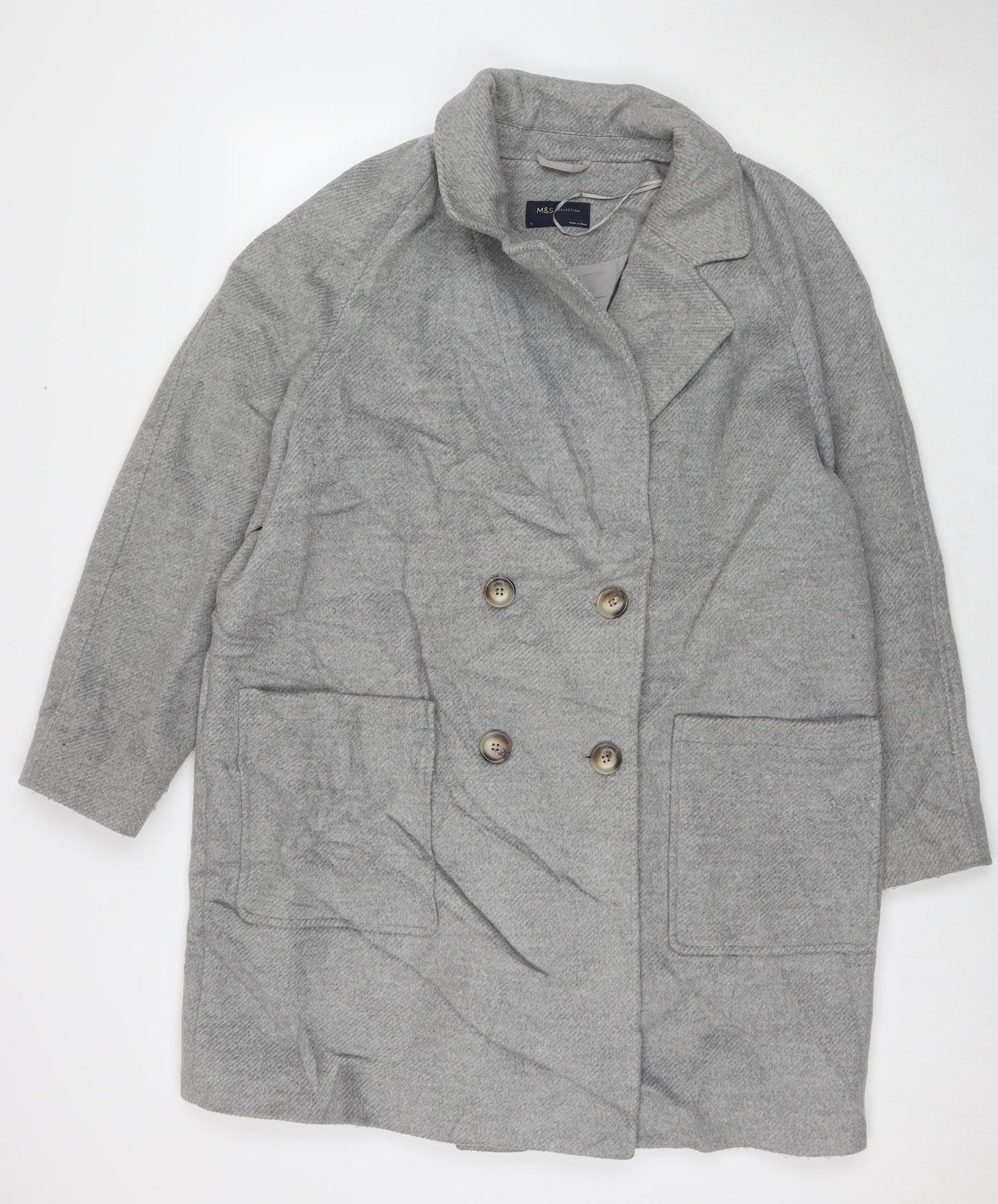 Marks and Spencer Womens Grey Overcoat Coat Size 18 Button