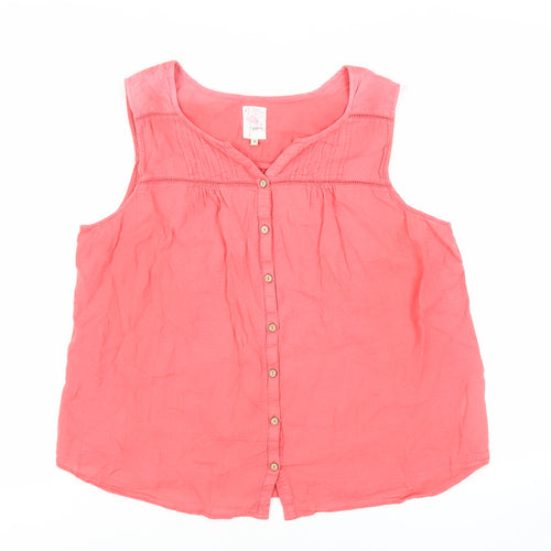 MANTARAY PRODUCTS Womens Pink Cotton Basic Button-Up Size 18 V-Neck