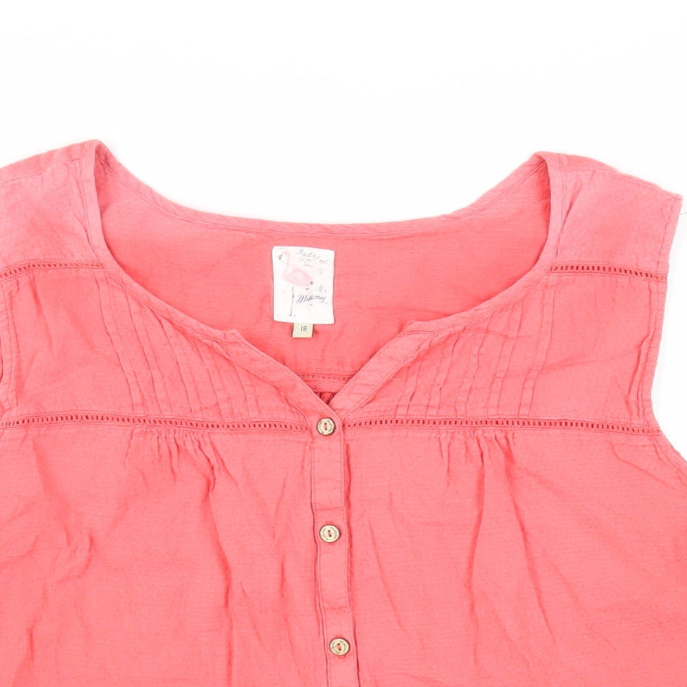 MANTARAY PRODUCTS Womens Pink Cotton Basic Button-Up Size 18 V-Neck