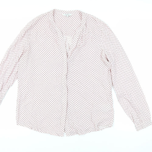 Sandwich Womens Pink Geometric Viscose Basic Button-Up Size 10 V-Neck