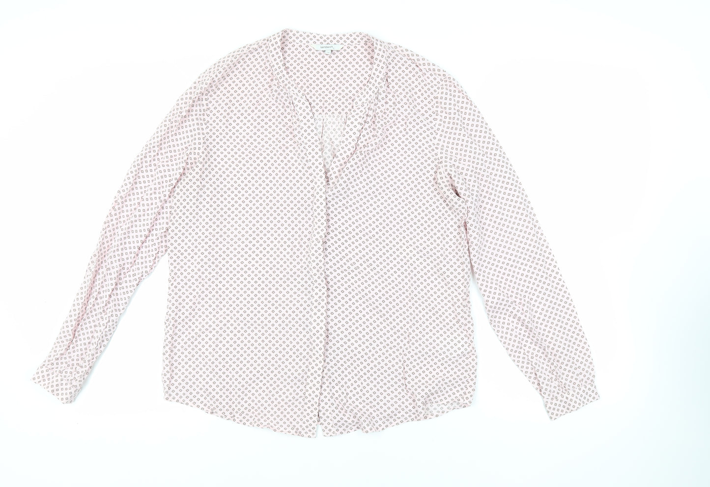 Sandwich Womens Pink Geometric Viscose Basic Button-Up Size 10 V-Neck